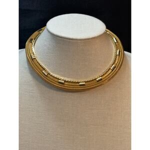 Vintage Gold Tone Mesh Necklace and Pedant 70g